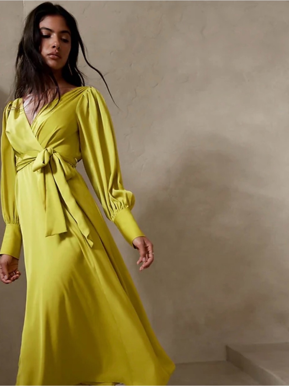 Banana Republic Factory [NWT] | Celestial Blouson-Sleeve Maxi Dress - Citron